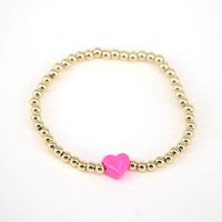 European And American Heart-shaped Dripping Oil Copper Plated Real Gold Beaded Bracelet sku image 8