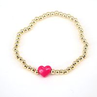 European And American Heart-shaped Dripping Oil Copper Plated Real Gold Beaded Bracelet sku image 9