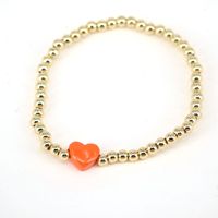 European And American Heart-shaped Dripping Oil Copper Plated Real Gold Beaded Bracelet sku image 10