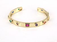 New Creative Open Bracelet Copper-plated Real Gold Micro-inlaid Color White Zircon Bracelet sku image 4