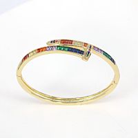 Copper 18k Gold Micro-inlaid Color Zircon Exaggerated Fashion Animal Head Open Bracelet sku image 3
