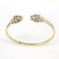 Copper 18k Gold Micro-inlaid Color Zircon Exaggerated Fashion Animal Head Open Bracelet sku image 2