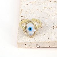 European And American Jewelry Heart-shaped Geometric Shell Eye Copper Ring sku image 4