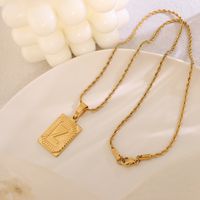 European And American Light Luxury Retro 26 Letter Tag Titanium Steel Plated 18k Real Gold Necklace sku image 26