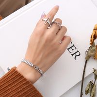 Light Luxury Zircon Splicing Necklace Bracelet Set Titanium Steel 18k Real Gold Plated Jewelry sku image 1