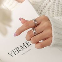 Korean Fashion Personality New 8-character Hollow Geometric Open Titanium Steel Ring sku image 2