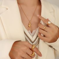 Nischenlicht Luxus Bär Halskette Titanstahl Überzogen 18 Karat Gold Trendiger Schmuck Großhandel sku image 1