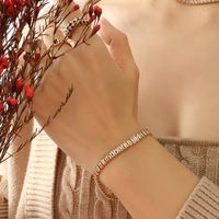 Solid Color Retro Colored Diamond Zircon Inlaid Necklace Bracelet Titanium Steel Jewelry sku image 1
