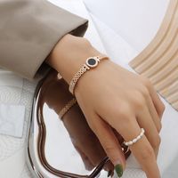 Retro Roman Number Bracelet Fashion Simple Titanium Steel 18k Gold Plated Bracelet sku image 3