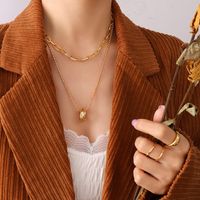 Europäischer Und Amerikanischer Nischenring, Abnehmbare, Doppellagige, Titanstahlplattierte Halskette Aus 18 Karat Echtem Gold sku image 9