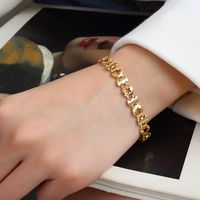 European And American Star Geometric Thick Chain Titanium Steel 18k Gold Trendy Bracelet sku image 6