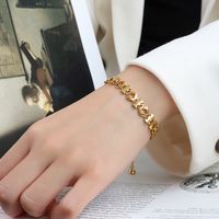 European And American Star Geometric Thick Chain Titanium Steel 18k Gold Trendy Bracelet sku image 5