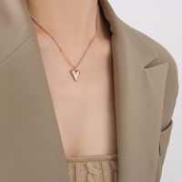 Fashion Mini Peach Heart Titanium Steel Necklace Wholesale sku image 3