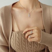 Collier De Bague De Fleur Rose De Mode Coréenne Bijoux En Acier Au Titane En Gros sku image 5