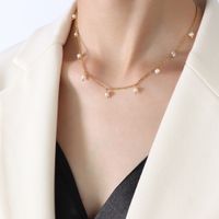 Fashion Retro Jewelry Titanium Steel Freshwater Pearl Titanium Steel Necklace sku image 3