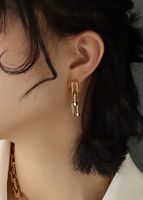 U-shaped Horseshoe Buckle Necklace Female Earrings Titanium Steel 18k Gold Jewelry sku image 2