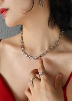 U-shaped Horseshoe Buckle Necklace Female Earrings Titanium Steel 18k Gold Jewelry sku image 13