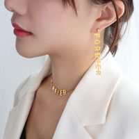 Übertriebener Stil Titanstahl Englische Buchstaben Anhänger Halskette Ohrringe Sets sku image 1