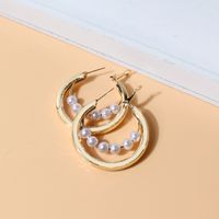 Fashion Alloy Pearl Round Trend Fashion Simple Earrings sku image 1