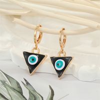 Retro Ethnic Style Color Dripping Oil Triangle Heart Eye Earrings sku image 5