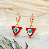 Retro Ethnic Style Color Dripping Oil Triangle Heart Eye Earrings sku image 6