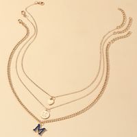 European And American Gold Multiple Short Heart-shape Alloy Necklace sku image 1
