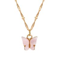 European And American Acrylic Butterfly Pendant Necklace Creative Pearl Clavicle Chain sku image 2