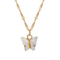 European And American Acrylic Butterfly Pendant Necklace Creative Pearl Clavicle Chain sku image 3