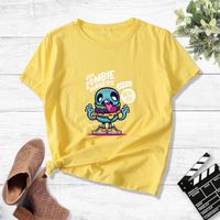 Skull Funny Cartoon Anime Print Casual Short Sleeve T-shirt sku image 14