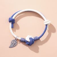Retro Knot Braided Hand Rope Hollow Leaves Simple Contrast Color Bracelet main image 2