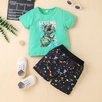 Summer Boy Cartoon Anime Short-sleeved T-shirt 2-piece main image 2