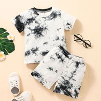 Tie-dye Kid Short-sleeved T-shirt Shorts Two-piece Children's Clothing Suit main image 1