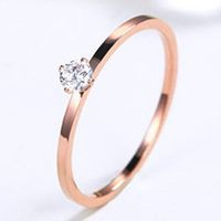 Women's Titanium Steel Inlaid Zircon Thin Ring sku image 5