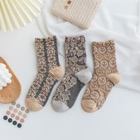 2021 New Style Retro Literary Small Floral Ethnic High-top Combed Cotton Socks Wholesale main image 4