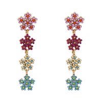 Boucles D&#39;oreilles En Diamant Fleurs Flocon De Neige Rétro Boucles D&#39;oreilles Personnalité Exagérée main image 2