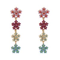 Retro Schneeflocke Blumen Diamant Ohrringe Übertriebene Persönlichkeit Ohrringe main image 1