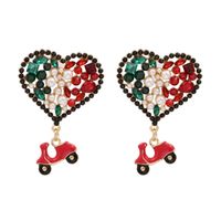 Diamond Heart-shaped Pendant Exaggerated Creative Earrings main image 1