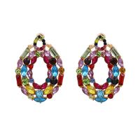 Boucles D&#39;oreilles Exagérées Géométriques Rondes De Couleur De Mode Féminine main image 1