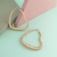 Exaggerated Geometric Heart-shaped Square Golden Earrings main image 3