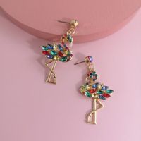 Creative Flamingo Long Diamond-studded Women's Earrings main image 4