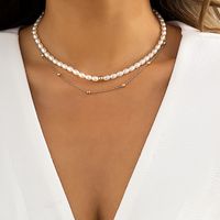 European And American Jewelry Pearl Double-layer Alloy Necklace main image 2