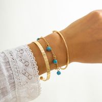 Ethnic Style Woven Turquoise Beaded Simple Geometric Bracelet main image 4