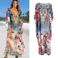 Fashion Printing V-neck Robe Beach Sunscreen Skirt Swimsuit Blouse main image 3