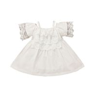 Falda De Honda Simple Bebé Vestido De Manga De Encaje Blanco Ropa Para Niños sku image 1