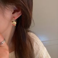 Korean New Year Zodiac Tiger Diamond Cute Festive Stud Earrings Female main image 6