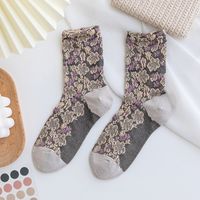 2021 New Style Retro Literary Small Floral Ethnic High-top Combed Cotton Socks Wholesale sku image 2