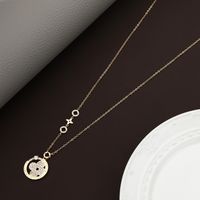 Fashion Geometric Zircon Copper Circle Sweater Chain Necklace sku image 1