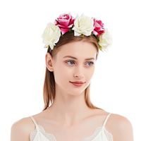 Fashion Simulation Fabric Big Rose Flower Wide Brim Headband main image 4