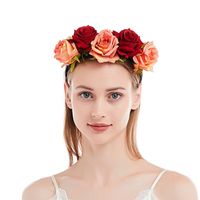 Fashion Simulation Fabric Big Rose Flower Wide Brim Headband main image 5