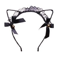 European And American Hollow Lace Small Bow Cat Ears Headband main image 6